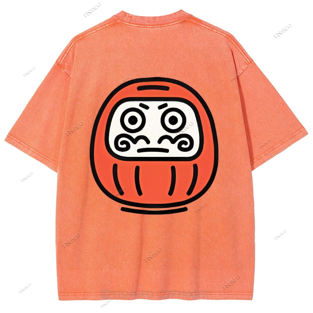 Unisex Japanese Dharma Printed Washed Tee