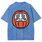 Unisex Japanese Dharma Printed Washed Tee