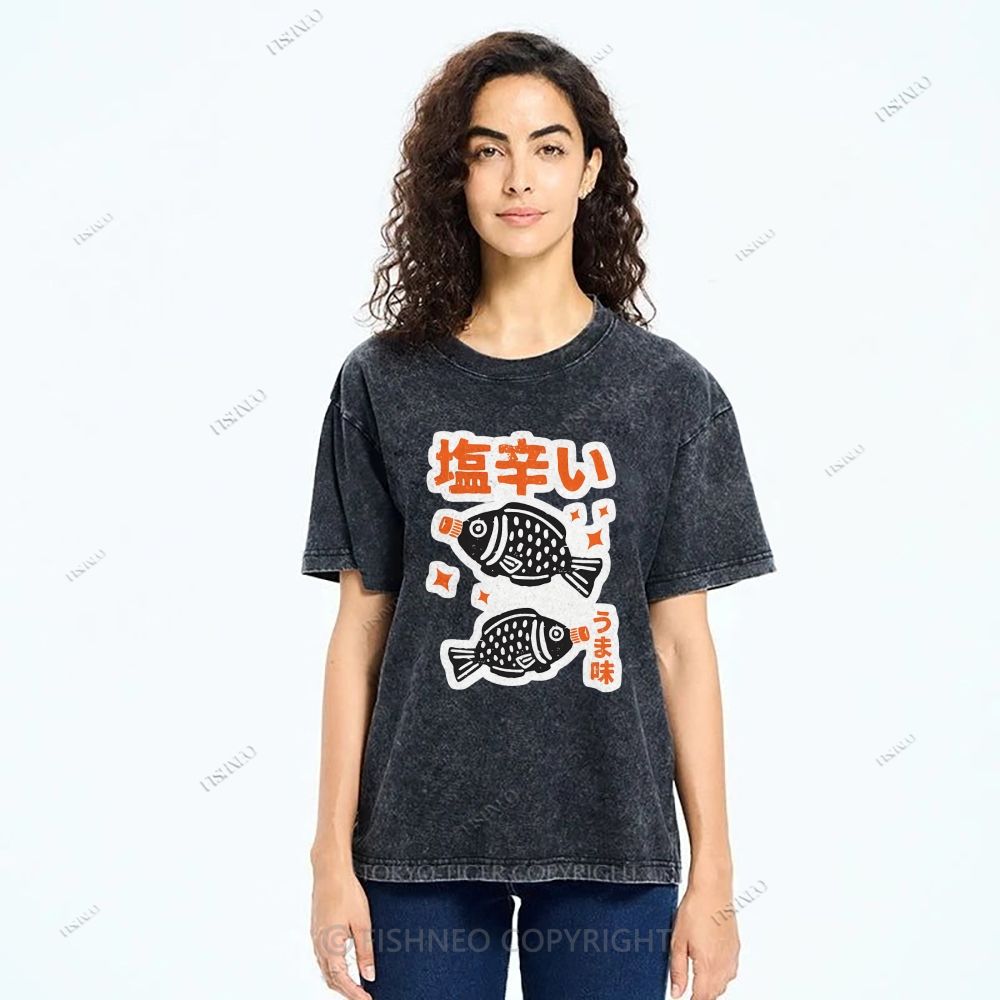 Unisex Sushi Soy Sauce Printed Washed Tee