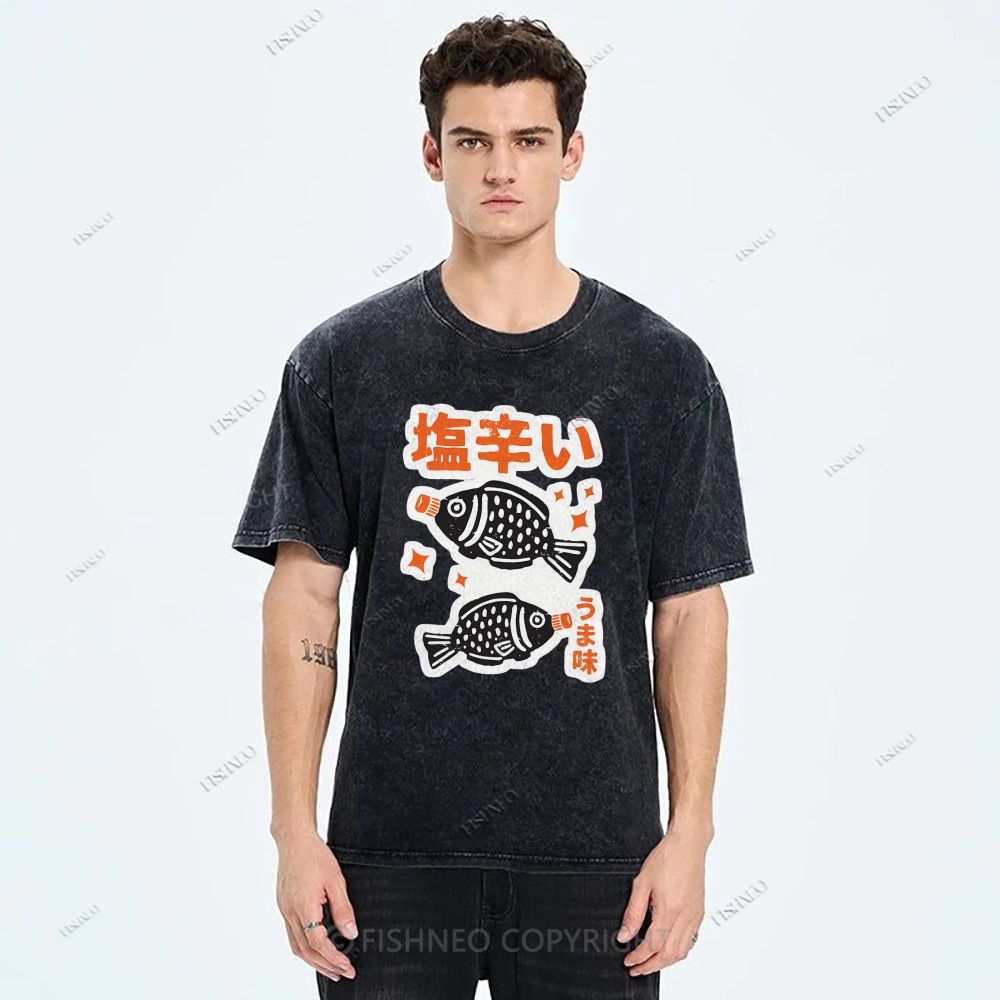 Unisex Sushi Soy Sauce Printed Washed Tee