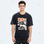 Unisex Sushi Soy Sauce Printed Washed Tee