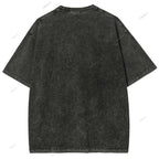 Unisex Japanese Cat Graffiti Printed Washed Tee