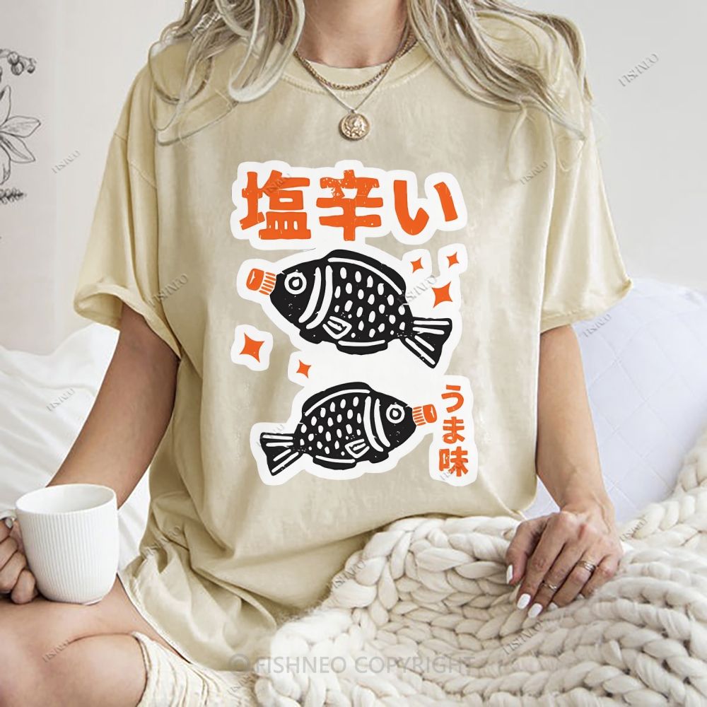 Unisex Sushi Soy Sauce Printed Washed Tee