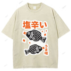 Unisex Sushi Soy Sauce Printed Washed Tee
