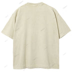 Unisex Japanese Letter Printed Washed Tee