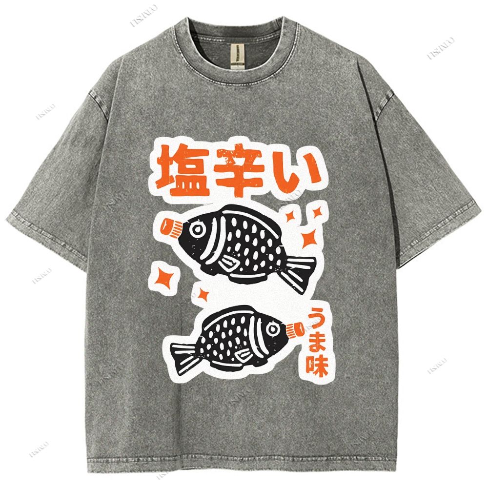 Unisex Sushi Soy Sauce Printed Washed Tee