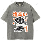Unisex Sushi Soy Sauce Printed Washed Tee