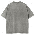 Unisex Japanese Fishbone Printed Washed Tee