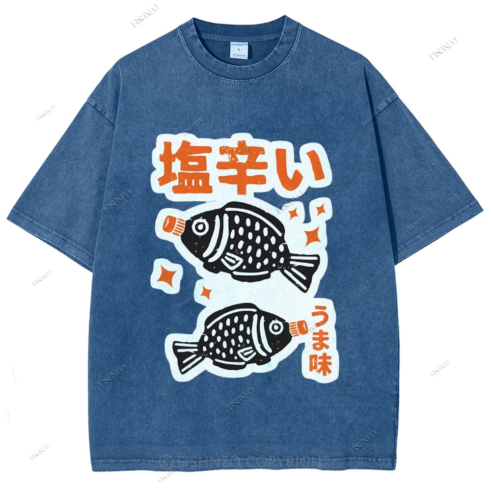Unisex Sushi Soy Sauce Printed Washed Tee