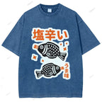 Unisex Sushi Soy Sauce Printed Washed Tee