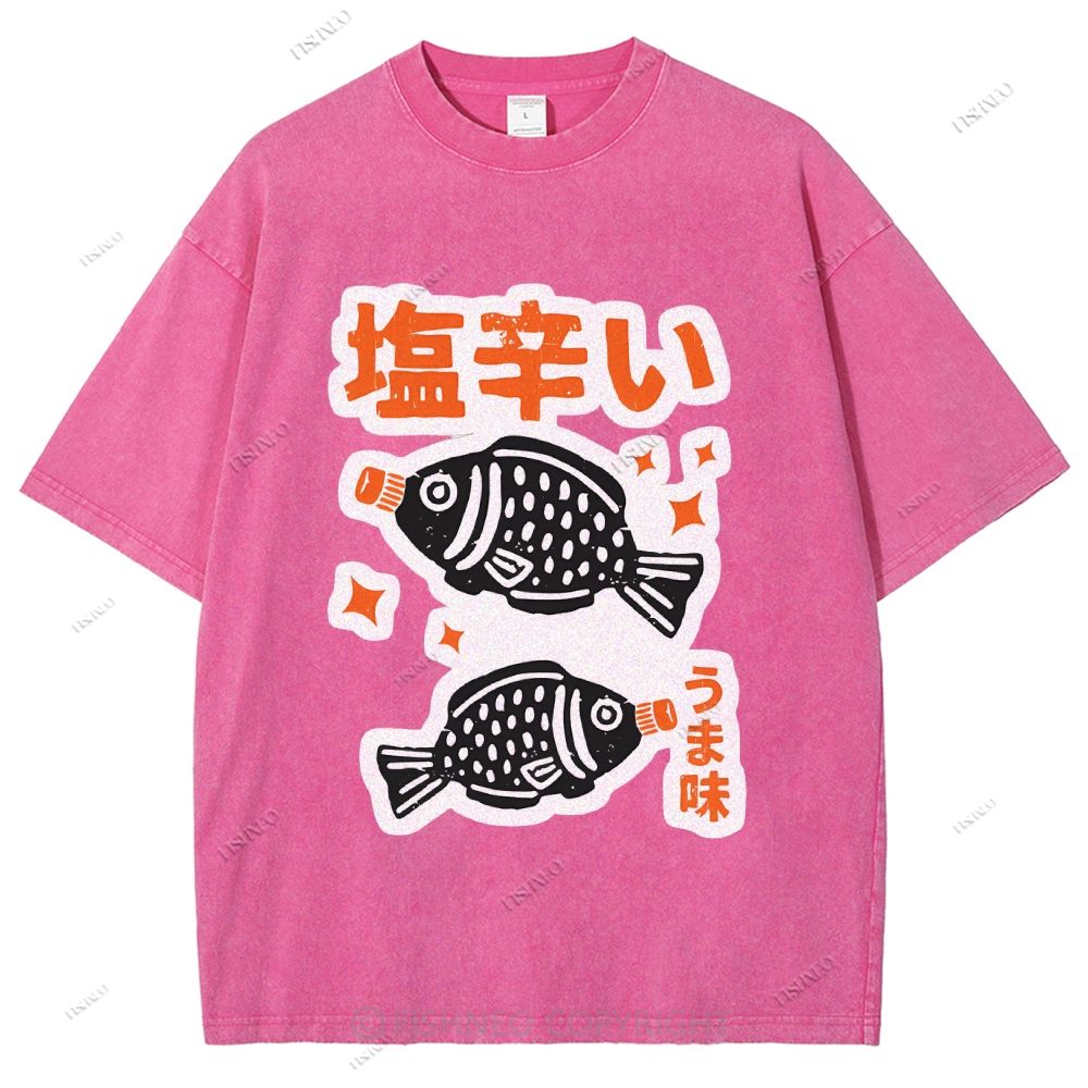 Unisex Sushi Soy Sauce Printed Washed Tee