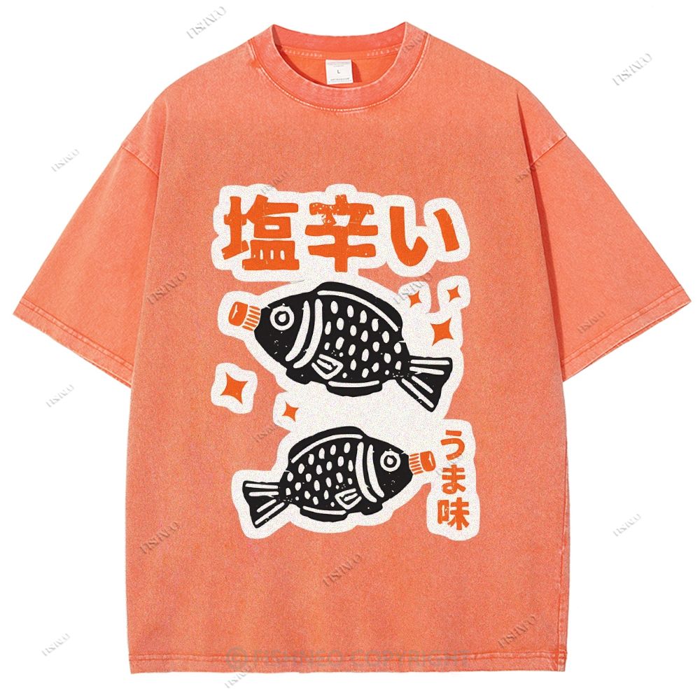 Unisex Sushi Soy Sauce Printed Washed Tee