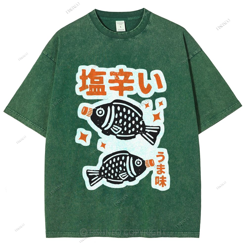 Unisex Sushi Soy Sauce Printed Washed Tee