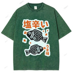 Unisex Sushi Soy Sauce Printed Washed Tee