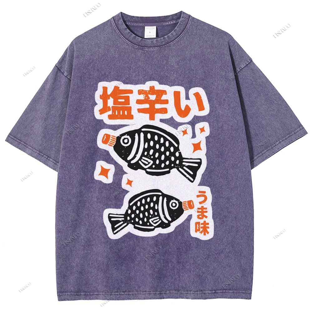 Unisex Sushi Soy Sauce Printed Washed Tee