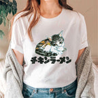 Japanese Cat Cotton Casual T-Shirt