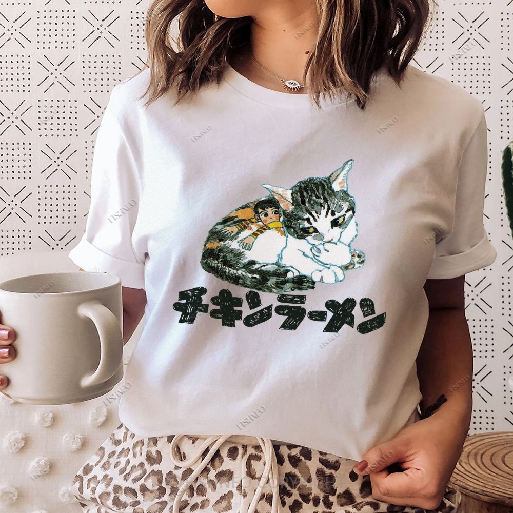 Japanese Cat Cotton Casual T-Shirt