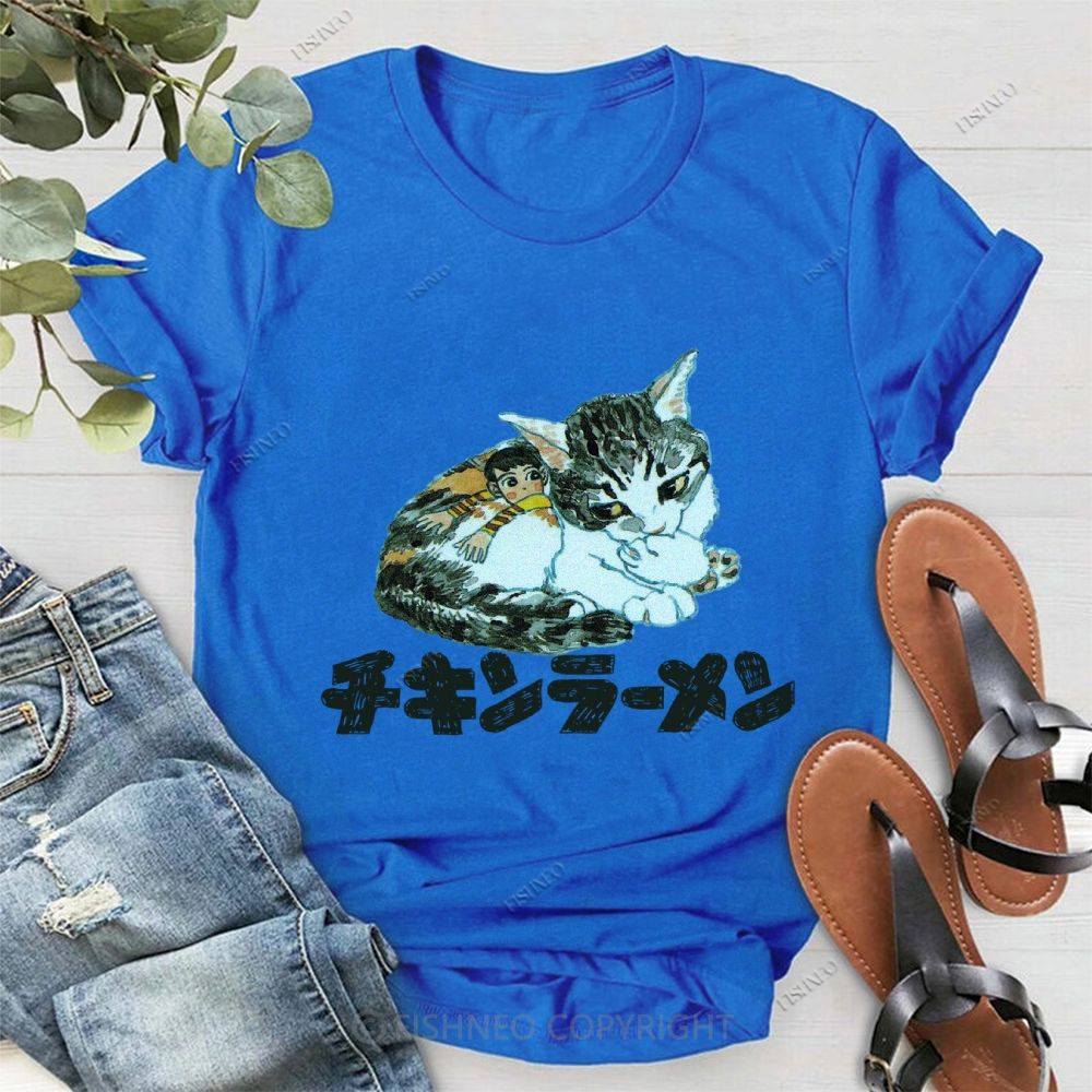 Japanese Cat Cotton Casual T-Shirt