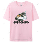 Japanese Cat Cotton Casual T-Shirt