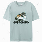 Japanese Cat Cotton Casual T-Shirt