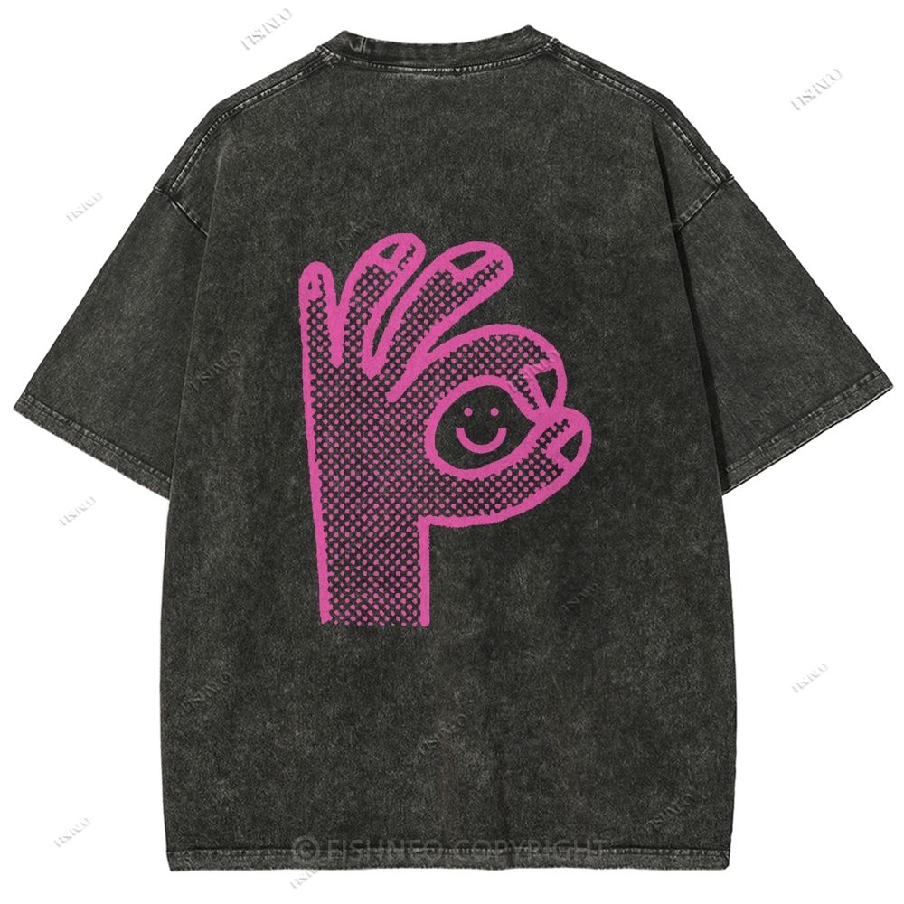 Unisex Vintage Dot Printed Design Back Washed Tee