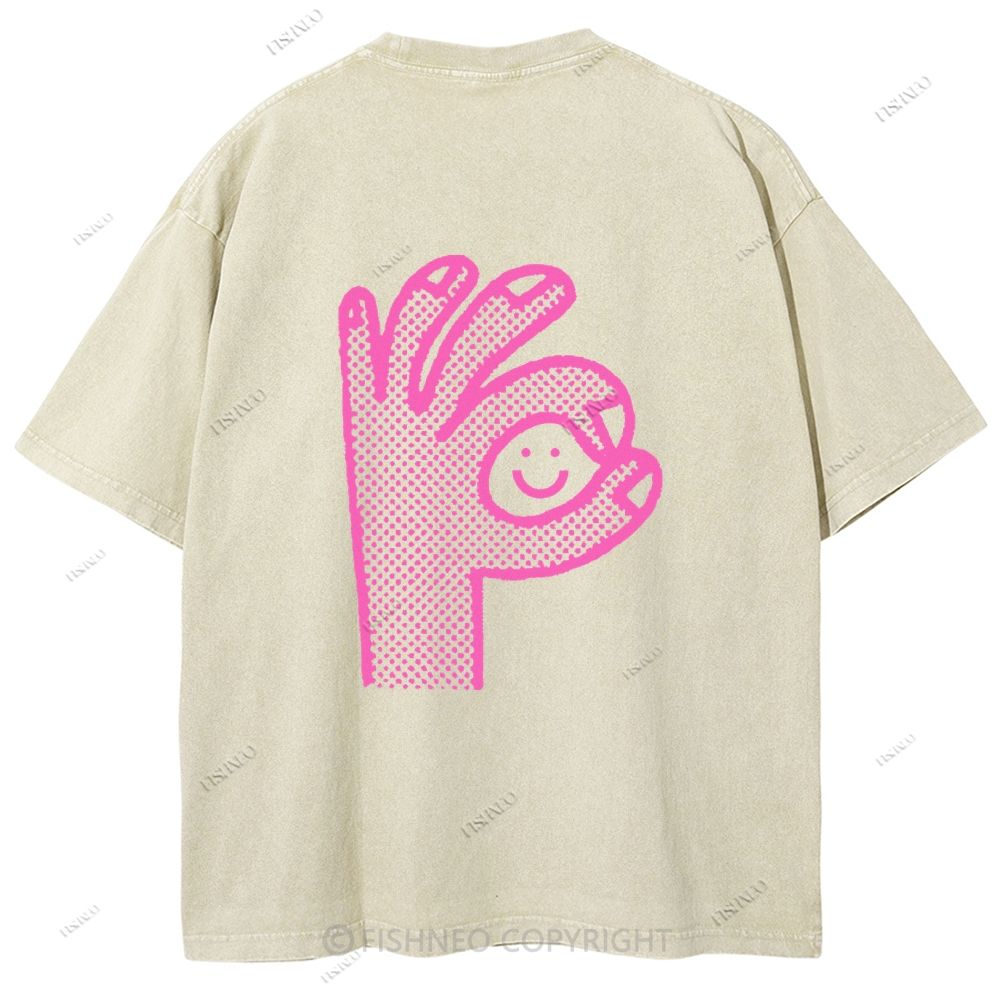 Unisex Vintage Dot Printed Design Back Washed Tee