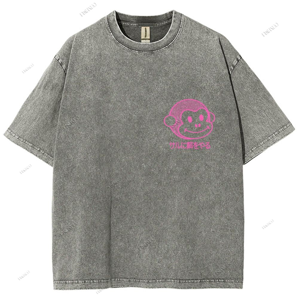 Unisex Vintage Dot Printed Design Back Washed Tee