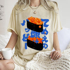 Unisex Japanese Sushi Printed Washed Tee