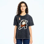 Unisex Japanese Frog Printed Washed Tee