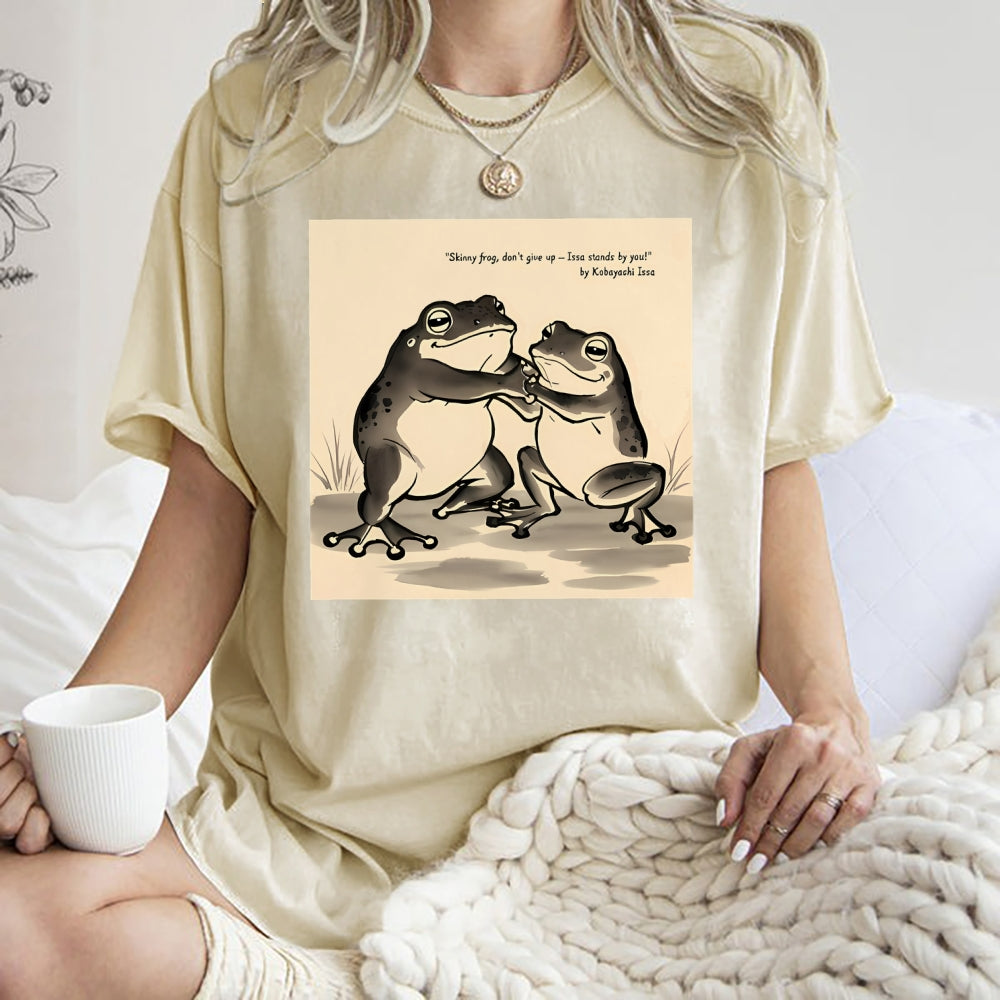 Unisex Skinny Frog Printed Washed Tee