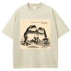 Unisex Skinny Frog Printed Washed Tee