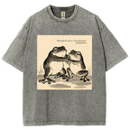 Unisex Skinny Frog Printed Washed Tee