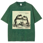 Unisex Skinny Frog Printed Washed Tee