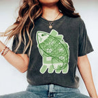 Unisex Japanese Fish Printed Washed Tee
