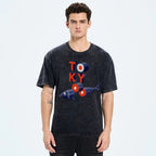 Unisex Tokyo Sushi Fish Printed Washed Tee