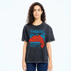 Unisex Japanese Fish Printed Washed Tee