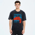 Unisex Japanese Fish Printed Washed Tee