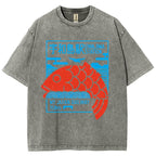 Unisex Japanese Fish Printed Washed Tee
