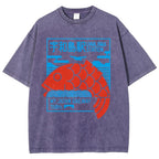 Unisex Japanese Fish Printed Washed Tee