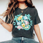 Unisex Japanese Cute Dog Printed Washed Tee