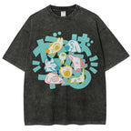 Unisex Japanese Cute Dog Printed Washed Tee