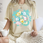 Unisex Japanese Cute Dog Printed Washed Tee
