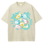 Unisex Japanese Cute Dog Printed Washed Tee