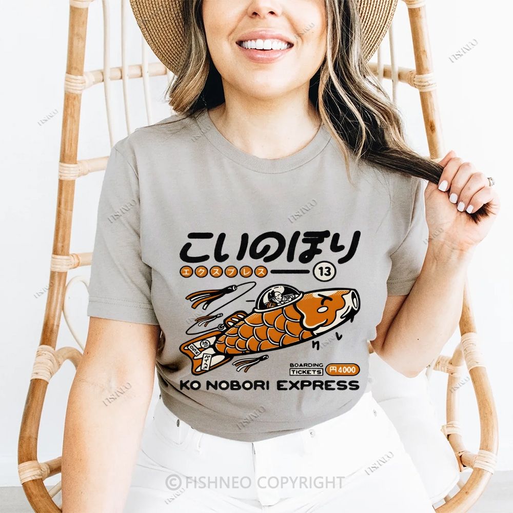 Japanese Fish Spaceship Cotton Casual T-Shirt
