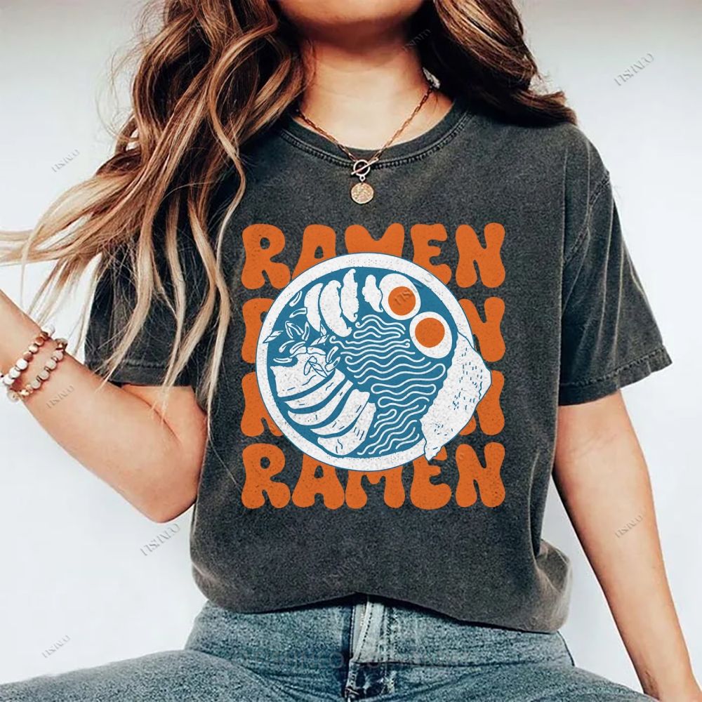 Unisex Ramen Printed Washed Tee