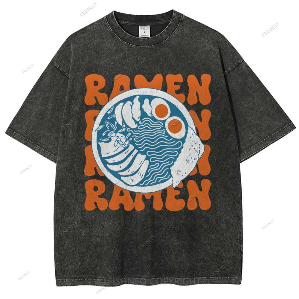 Unisex Ramen Printed Washed Tee