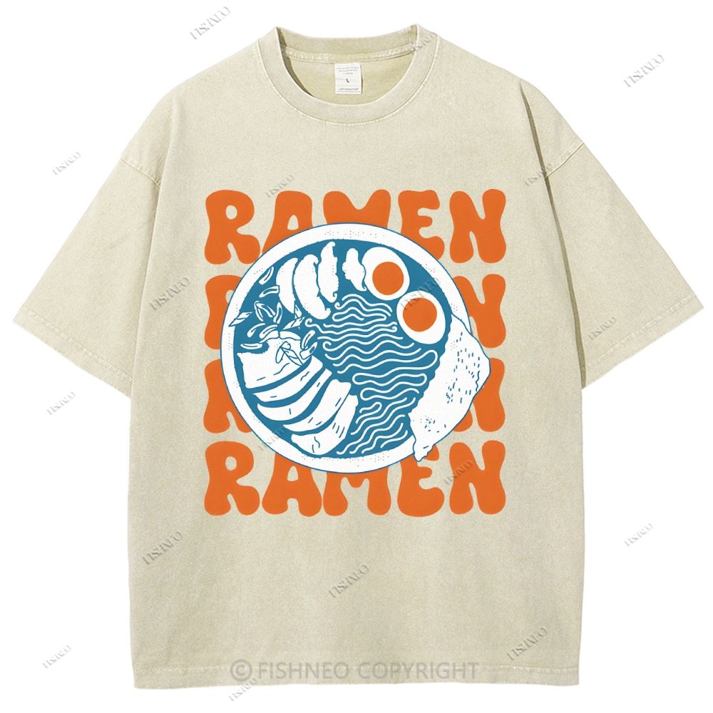 Unisex Ramen Printed Washed Tee