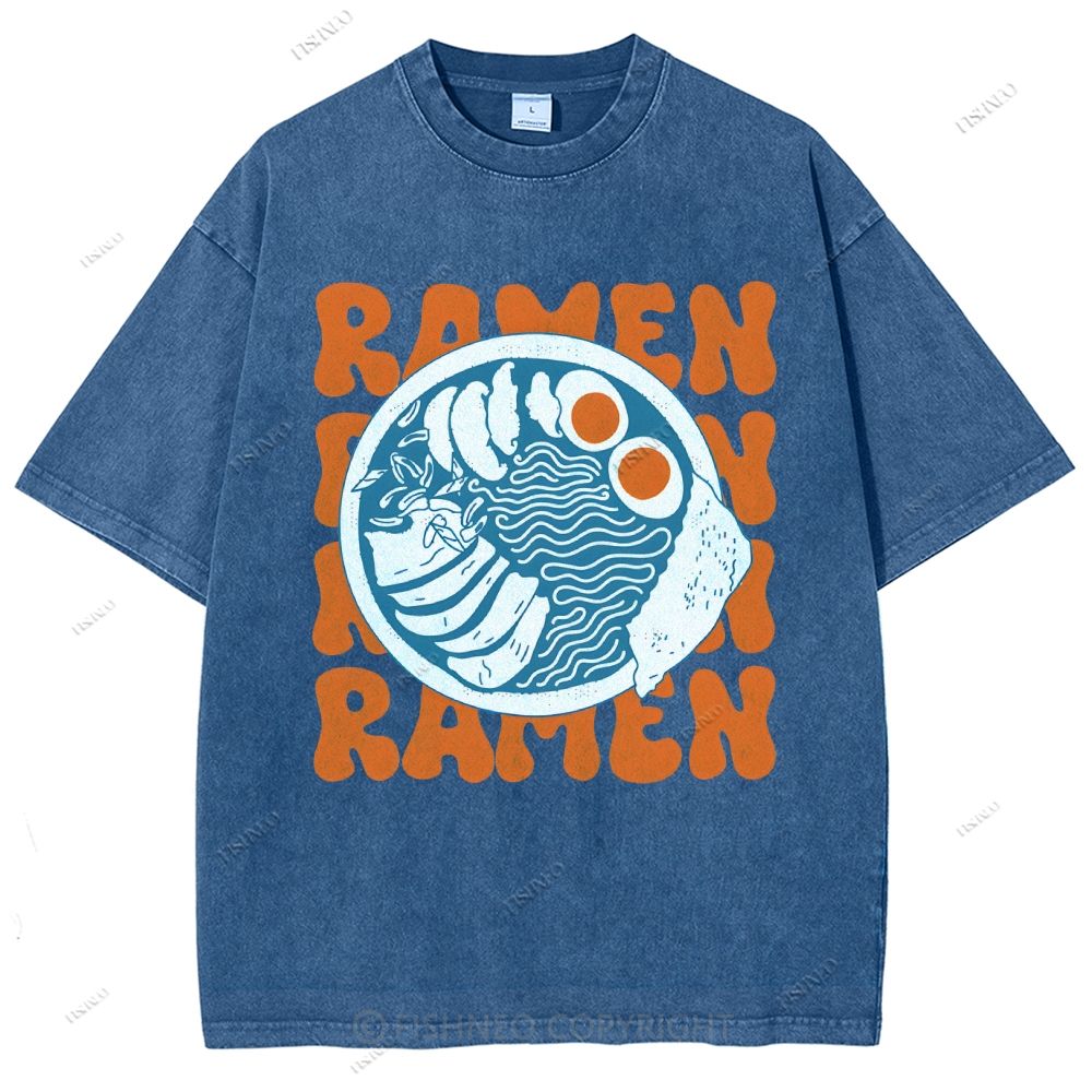 Unisex Ramen Printed Washed Tee