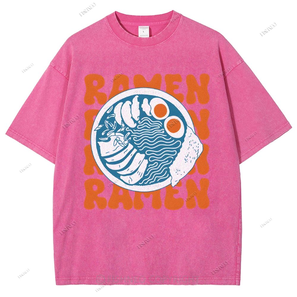 Unisex Ramen Printed Washed Tee