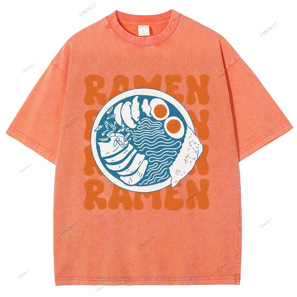Unisex Ramen Printed Washed Tee